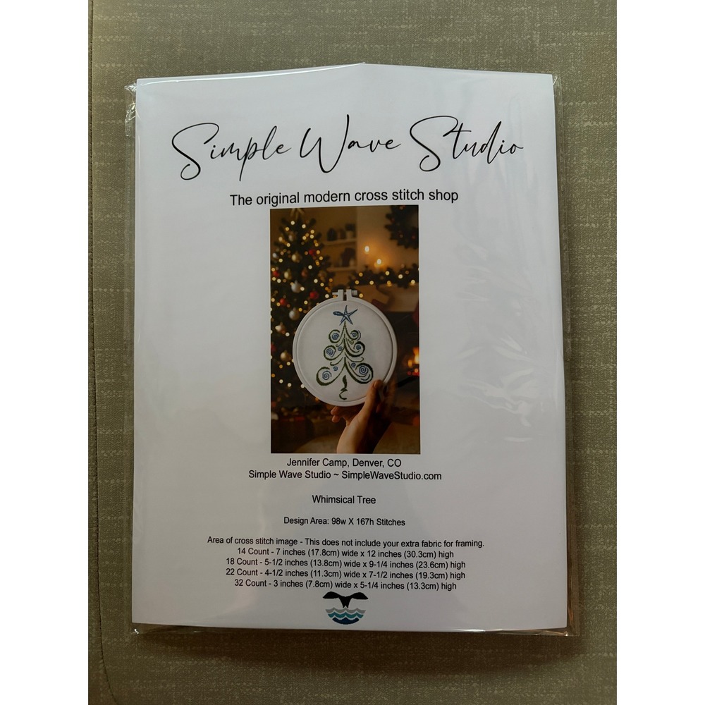Simple Wave Studio Whimsical Tree Modern Cross Stitch Kit Christmas DIY Green
